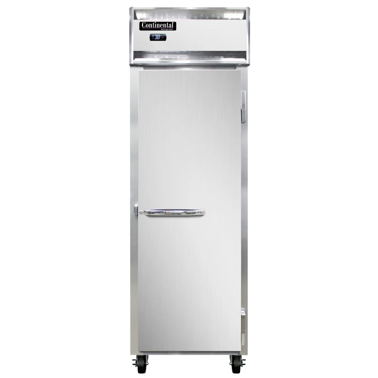 Continental Refrigerator 1RNPT 26" 1-Section Pass-Thru Refrigerator w/ 2 Solid Doors, Stainless Steel Front Aluminum Ends, 21 cu. ft.