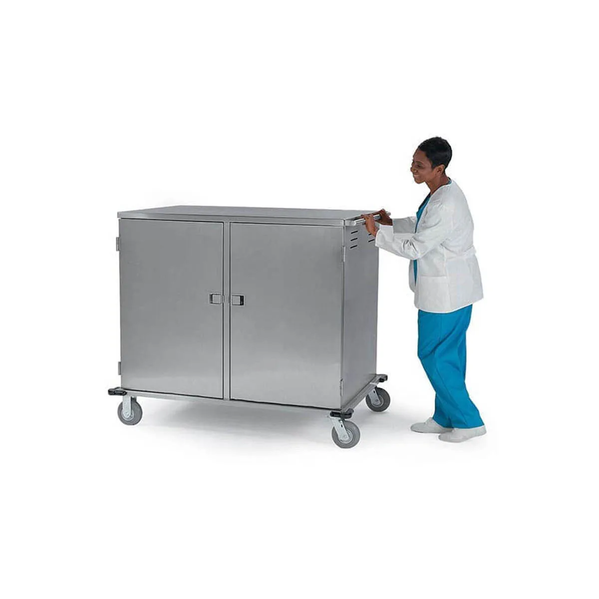 Lakeside 5628 Low Profile 28 Tray Elite Series Enclosed Meal Delivery Cart w/ 2 Compartments