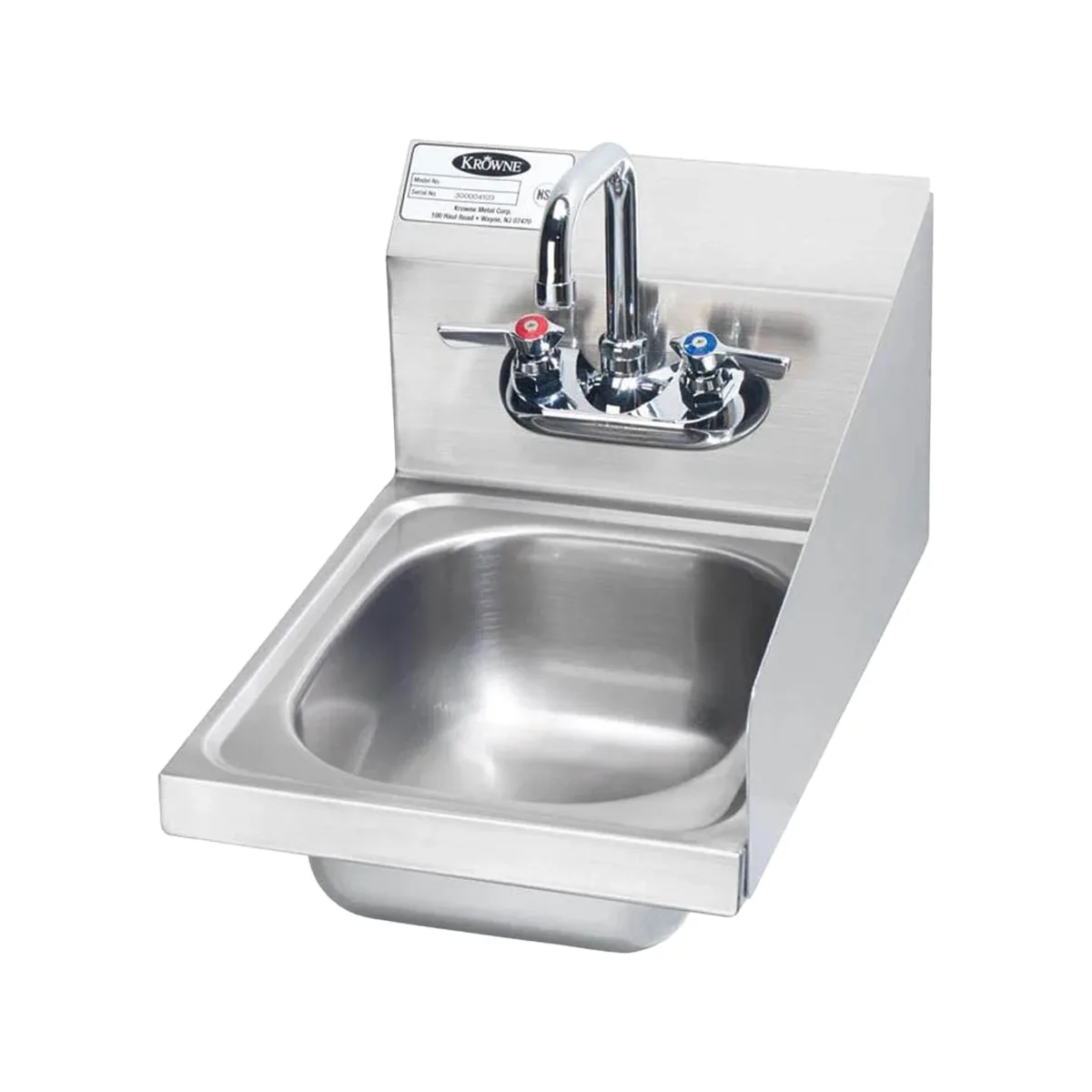 Krowne HS-9-RS 12" Wall Mounted Hand Sink with Faucet - 20 gauge / 3 Splashes