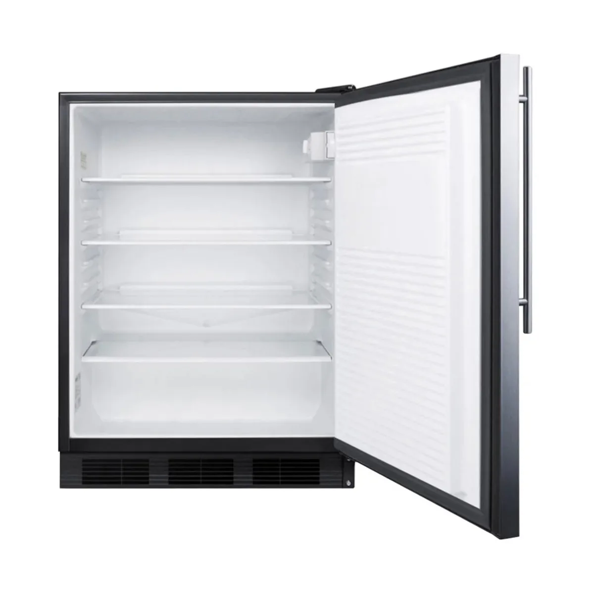 Summit FF7BKBISSHVADA 24" Built-in Undercounter Refrigerator in Black, Stainless Steel Door, Pro-Style Handle, 5.5 cu. ft.