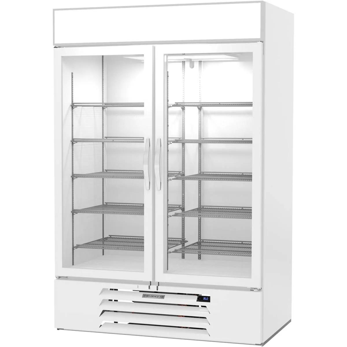 Beverage Air MMR49HC-1-W-IQ 52" Two Glass Door Merchandiser Refrigerator in White, 46 cu. ft.
