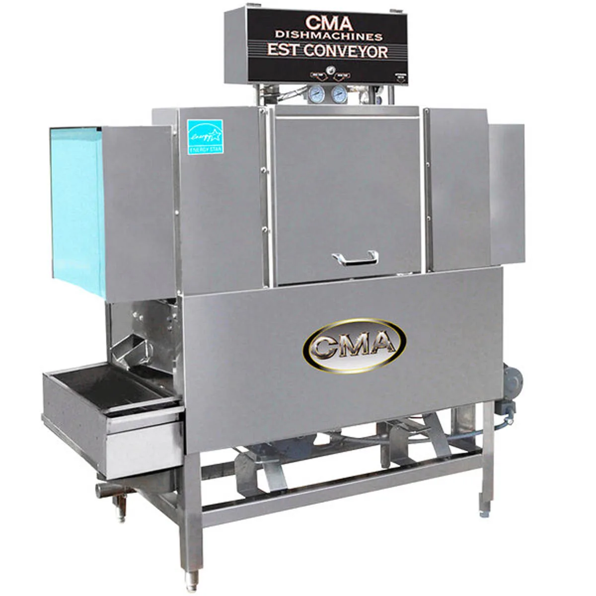 CMA Dishmachines EST-44 44" Conveyor Dishwasher, 249 RPH - 114 Gal/Hr - High/Low Temp (convertible)
