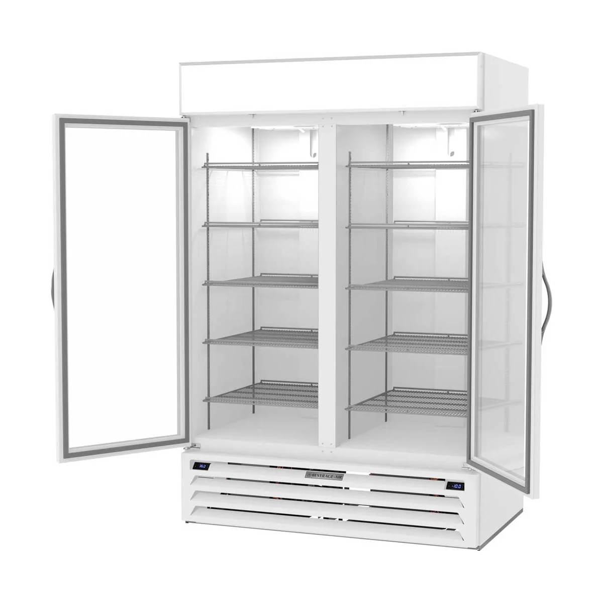 Beverage Air MMRF49HC-1-A-WW 52" Glass Door Merchandiser, 21 cu ft Fridge & Freezer, White, LED Light
