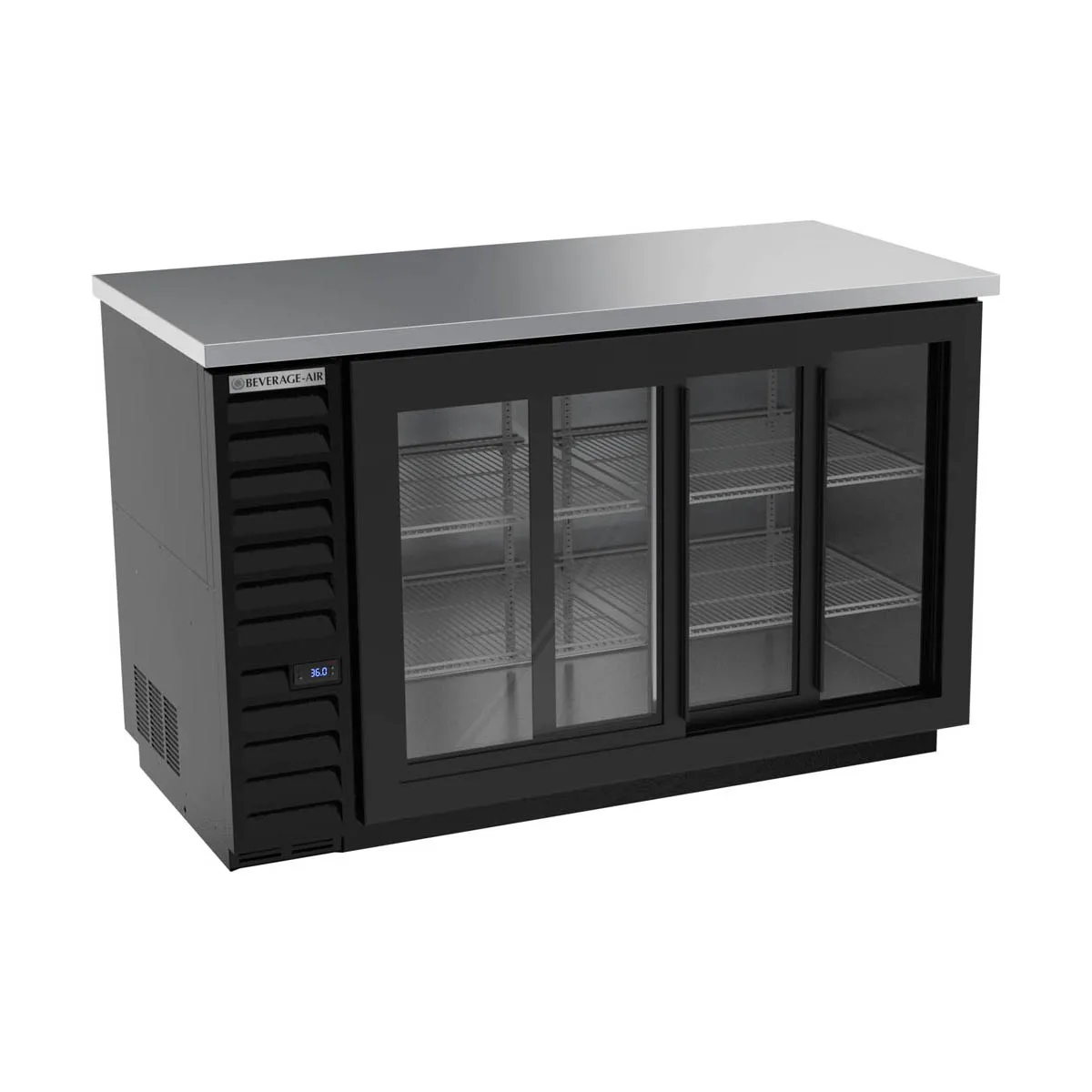 Beverage Air BB58HC-1-GS-B 59" 2 Section Black Back Bar Cooler with Glass Door