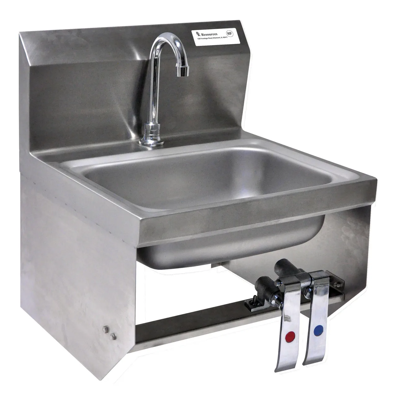 BK Resources BKHS-D-1410-1-BKK-PG 14" Wall Mounted Hand Sink w/Hands Free Faucet-Double Knee Valves