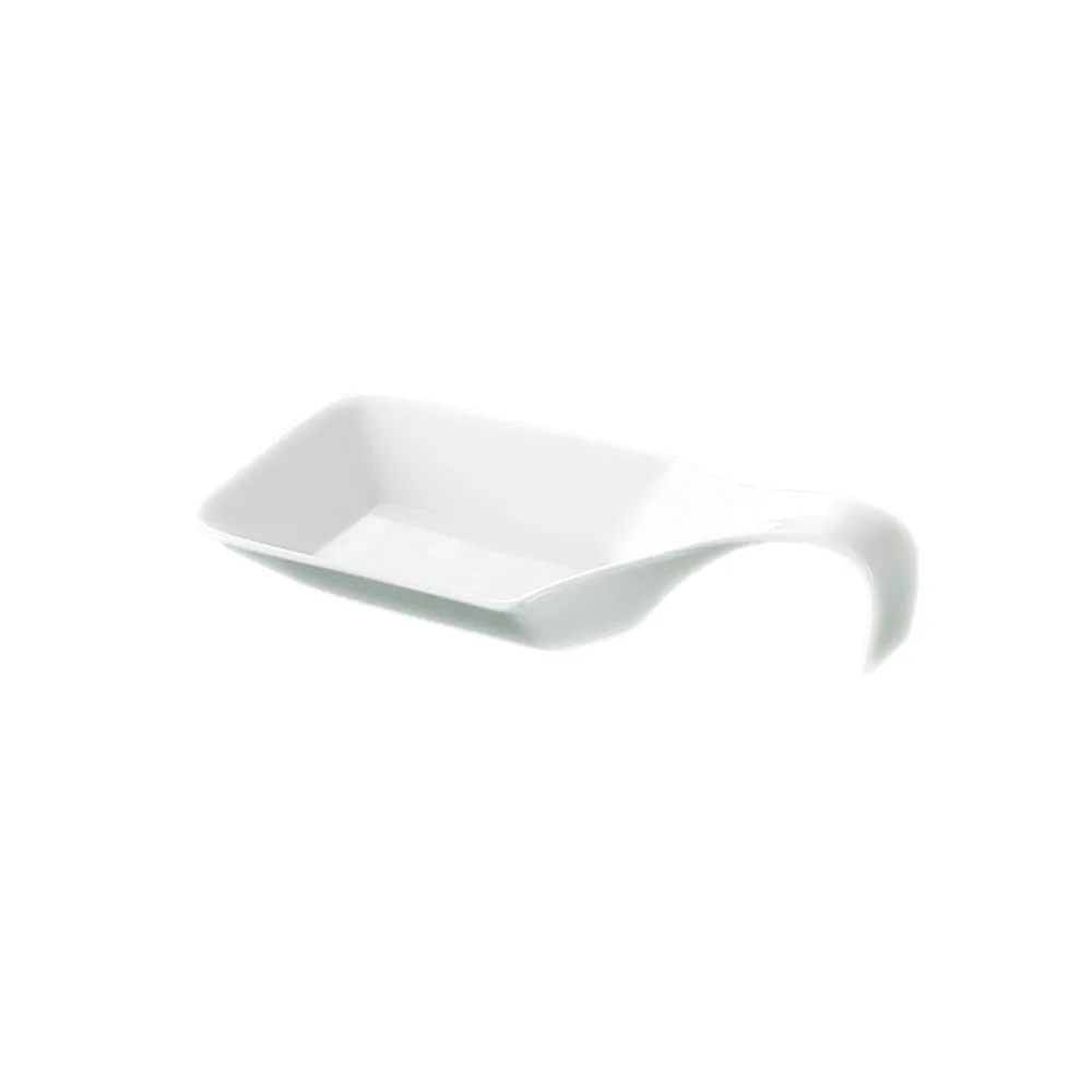 CAC China PTS-44 - Square Soup Spoon, 1 oz, 4" x 2½" x 1⅜" Porcelain, White, Dishwasher Safe - 1 Dozen