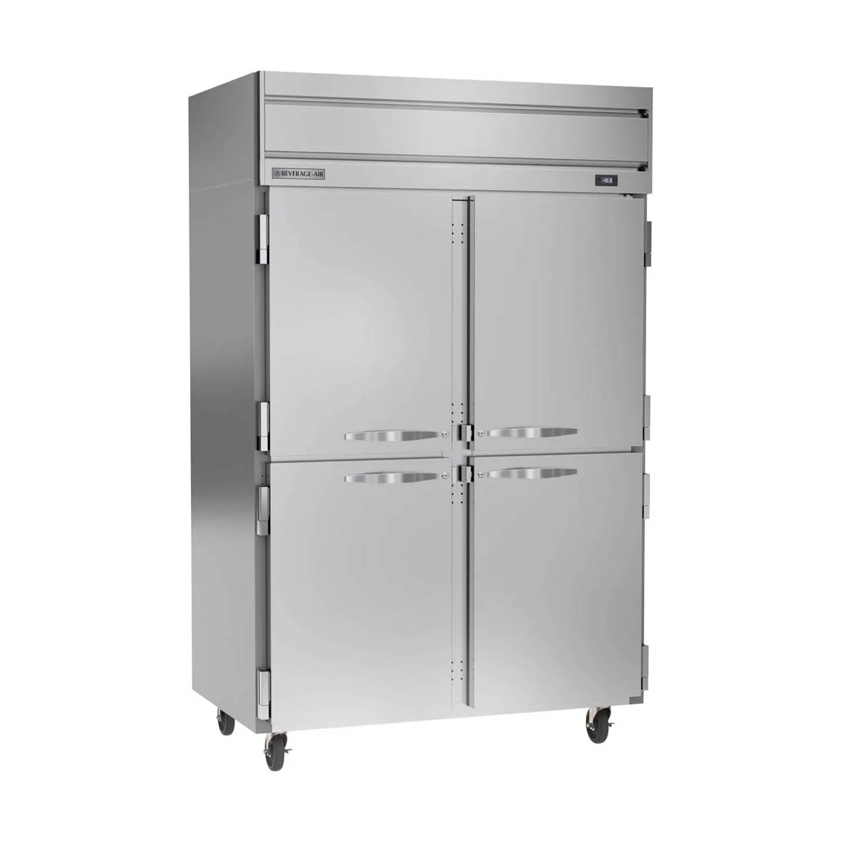 Beverage Air HFS2HC-1HS 52" 4 Half Solid Doors 2-Section Reach-In Freezer, Top Mount, 45.2 cu. ft., Stainless Steel