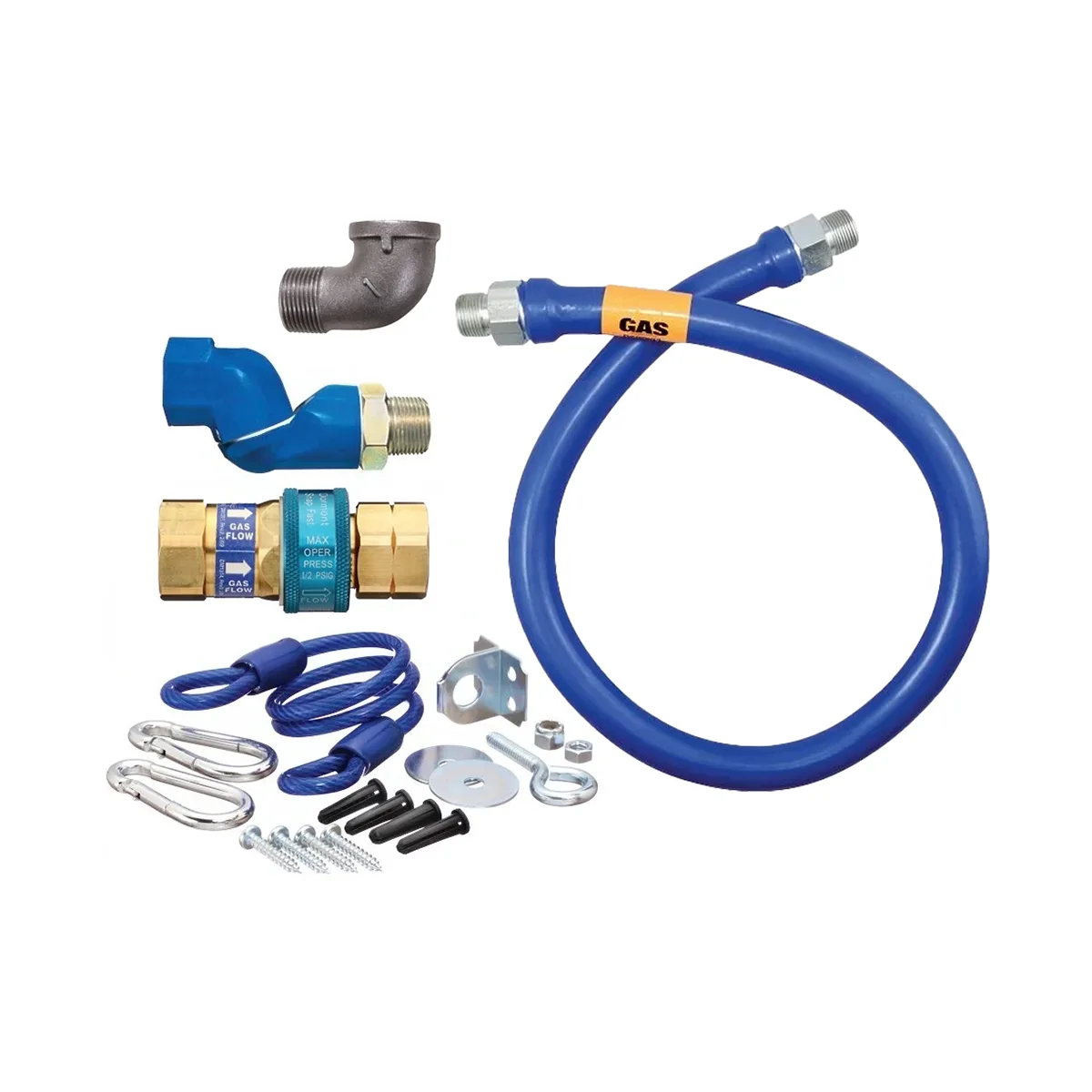 Dormont 1675BPQSR36 SnapFast 36" Gas Connector Kit w/ Swivel MAX, Elbow, Restraining Cable 
