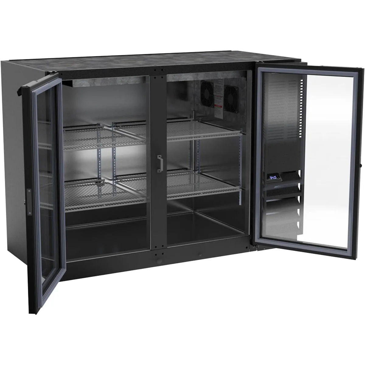 Beverage Air BB48HC-1-FG-B 48" 2 Section Black Back Bar Cooler with Glass Door