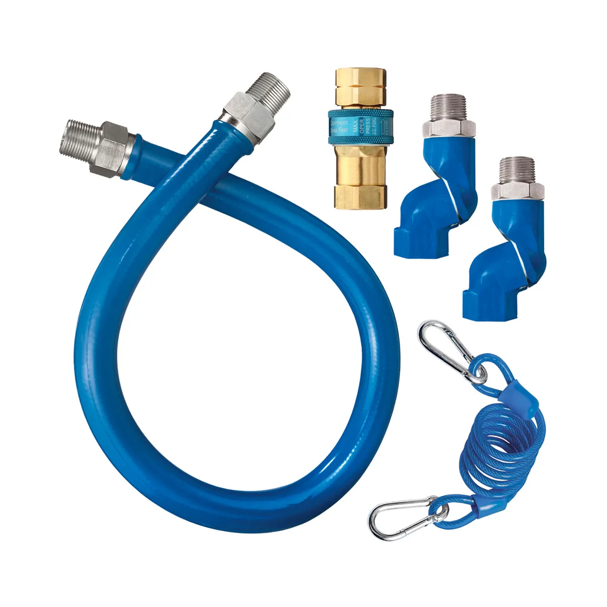 Dormont 1675BPQ2SR48 SnapFast 48" Gas Connector Kit, Two Swivels, Restraining Cable, 3/4" Dia.