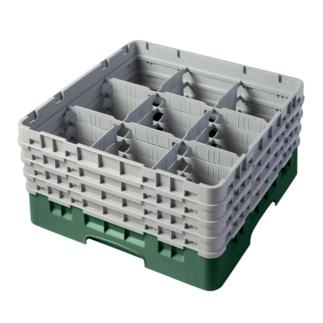 Cambro 9S800119 Camrack Glass Rack, Full Size, Sherwood Green, 19-3/4" x 19-3/4", 9 Compartments, 5-7/8" Max Dia, 8-1/2" Max Height, HACCP Compliant