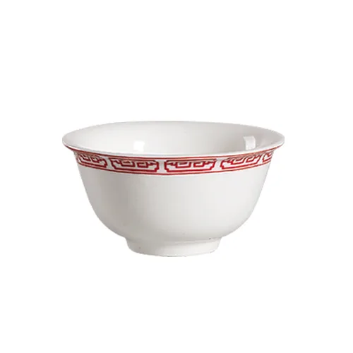 CAC China 105-63 Red Gate Rice Bowl, 6 oz., 3-3/4" Dia x 1-7/8" H, Porcelain, Red/Bone White, 1 Dozen