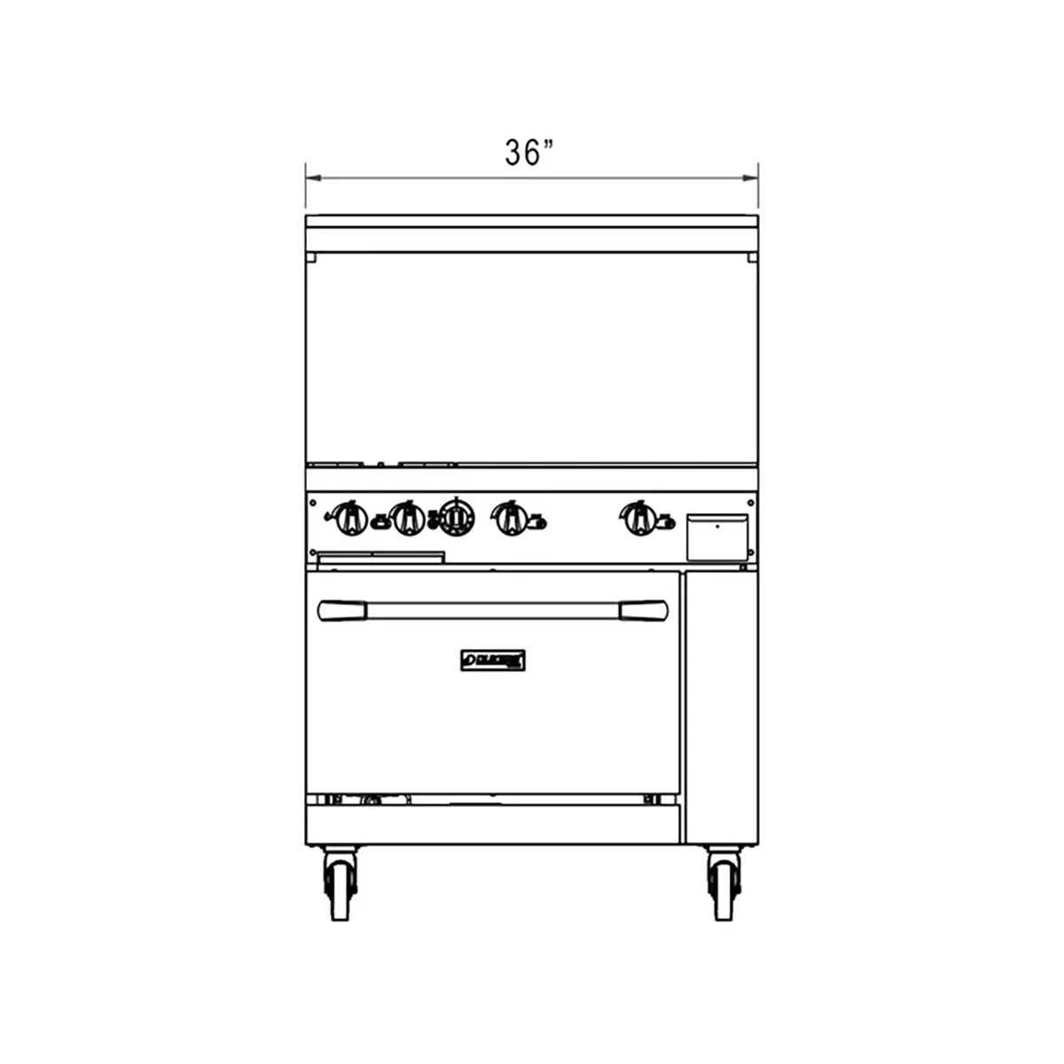 Dukers Appliance Co DCR36-2B24GM 36" Gas Restaurant Range w/ (2) Open Burners, 24" Griddle, (1) Standard Oven, 157.000 BTU 