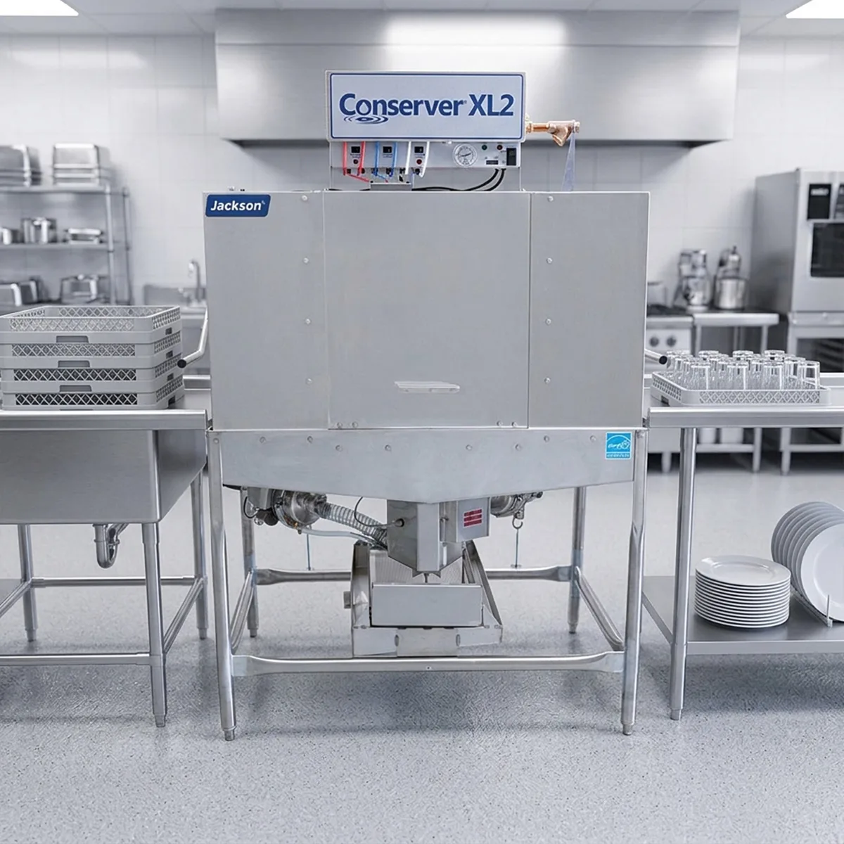 Jackson WWS CONSERVER XL2C 48" Corner Door Type Dishwasher - Double Rack, 45 Racks/Hr - Low Temp