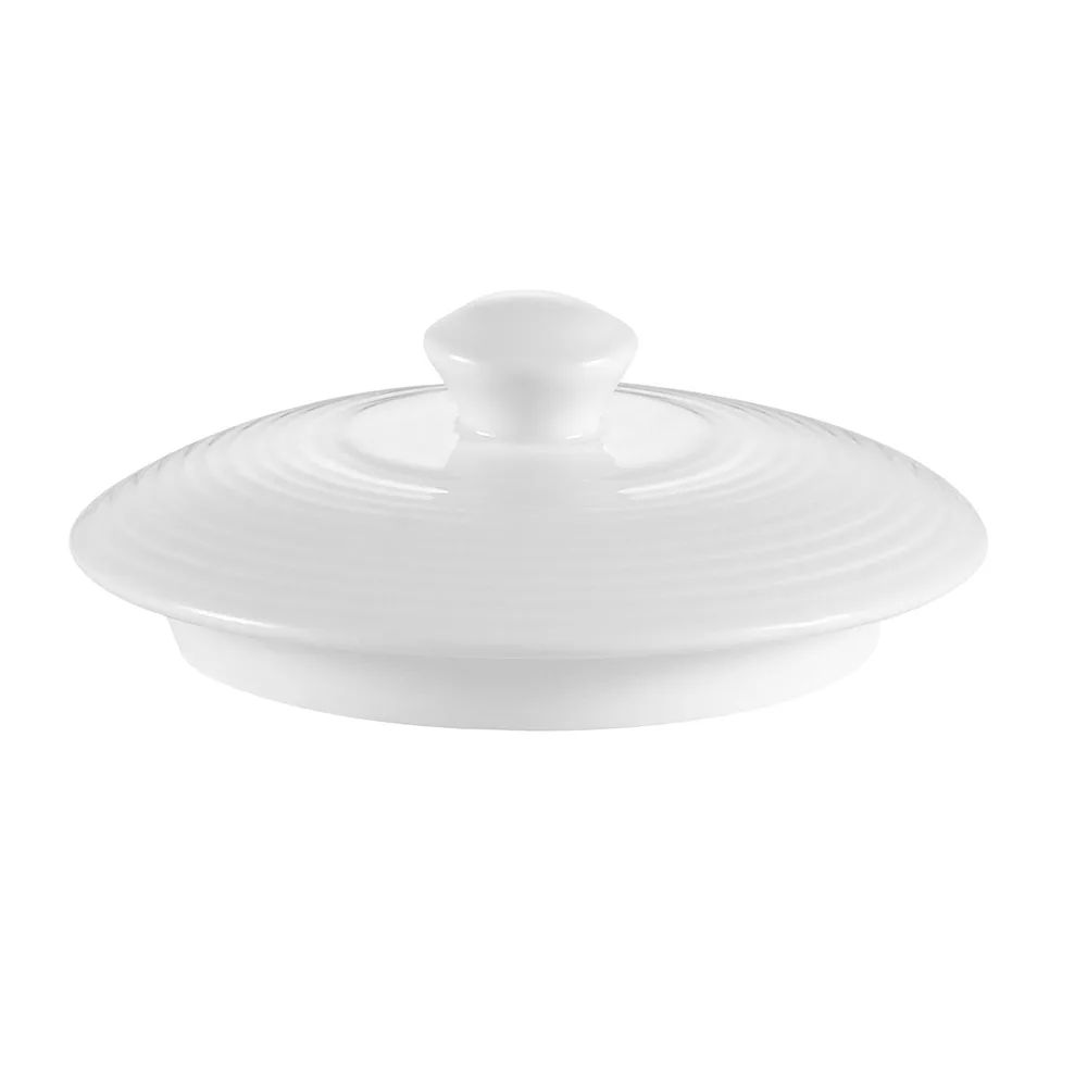 CAC China HMY-123-LID - Round Porcelain Lid, 5½" Dia x 1⅝" H, Super White, Dishwasher Safe - 1 Dozen