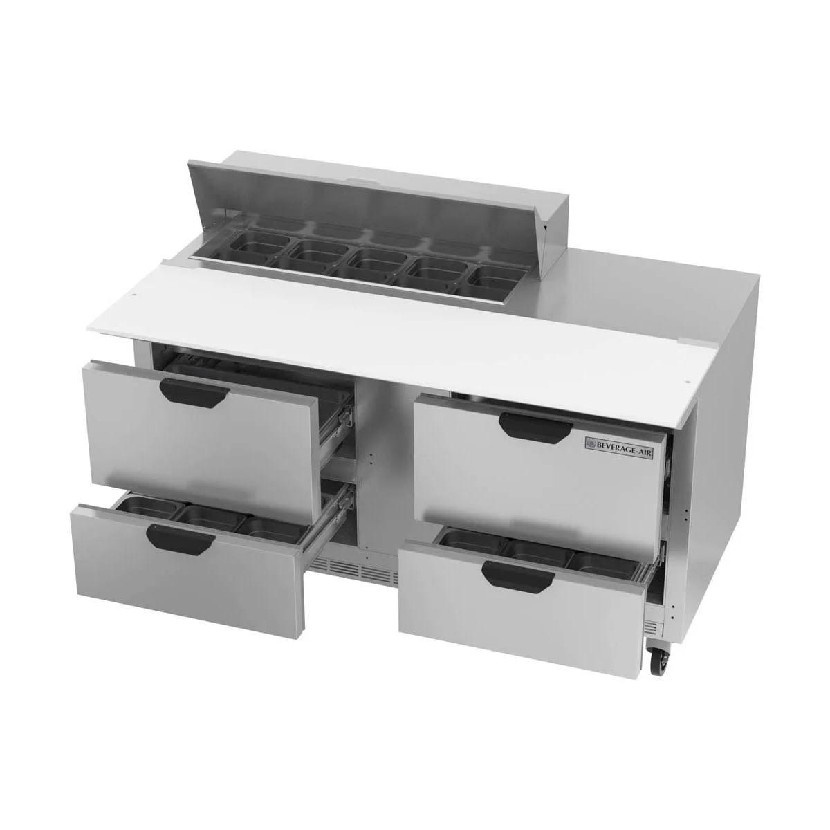 Beverage Air SPED60HC-10C-4 60" Two Section Sandwich/Salad Prep Table w/ 4 Drawers, 10 Pans