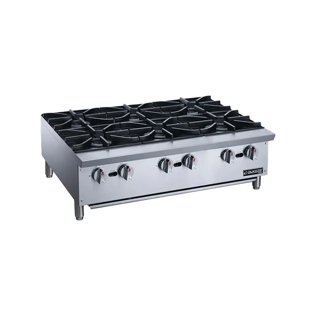 Dukers DCHPA36 36" Countertop Gas Hotplate with (6) Burners, Manual Controls, 168.000 BTU