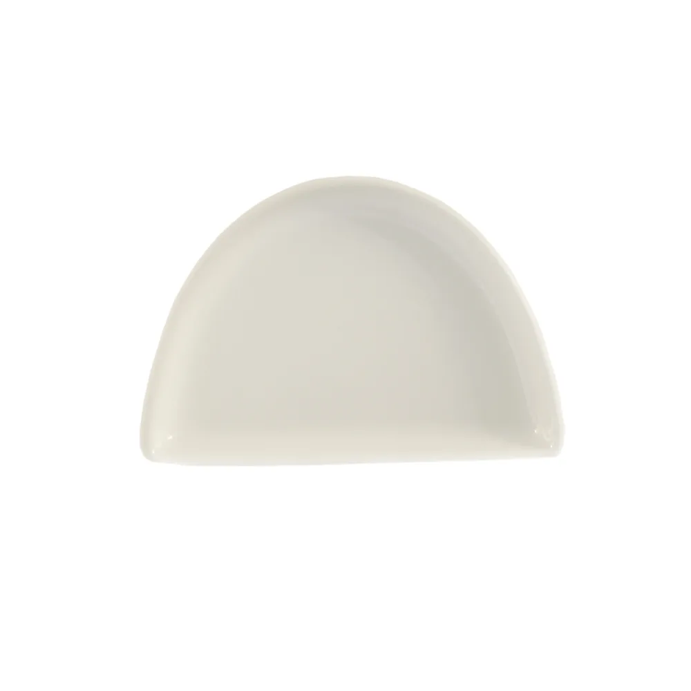 CAC China CRS-7 Festiware Half-Moon Plate, 7" x 4-7/8", 7/8" Ceramic, Bone White - Dozen