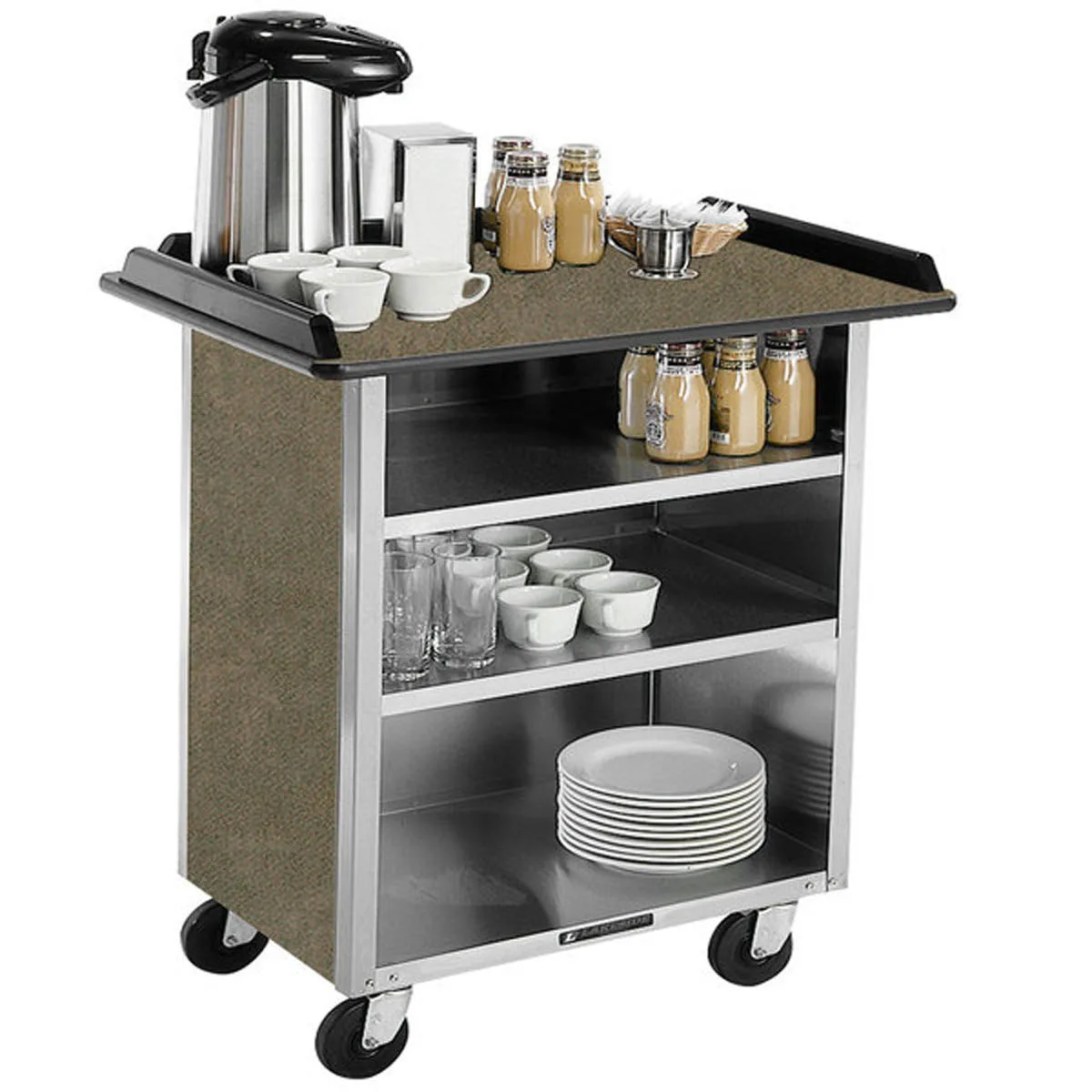 Lakeside 678 Stainless Steel Beverage Service Cart w/ 3 Shelves - 24" x 40 3/4" x 38 5/16"