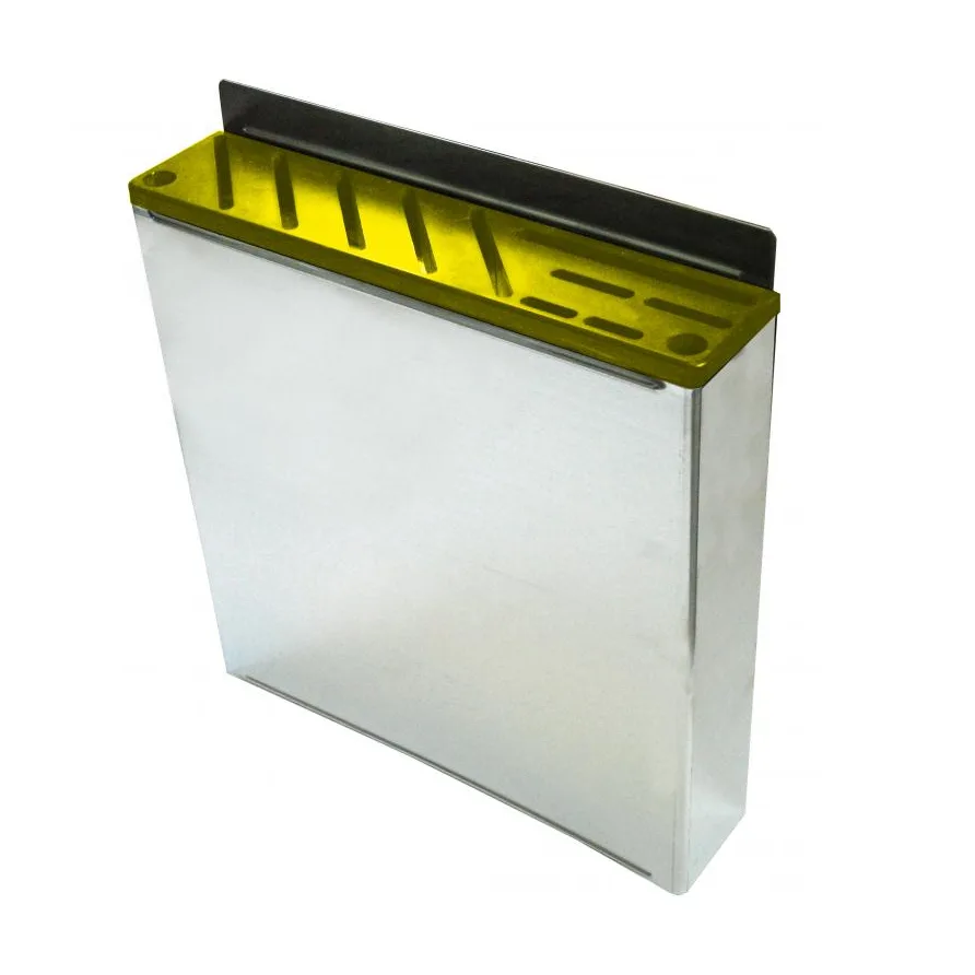 Omcan USA 12937 Stainless Steel Knife Rack, Yellow Insert, Holds 10 Knives + 2 Steels, 12 Slots