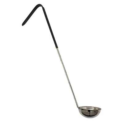 Omcan USA 80765 One-Piece Stainless Steel Ladle, 6-Ounce, Black Handle – Kitchen Utensil