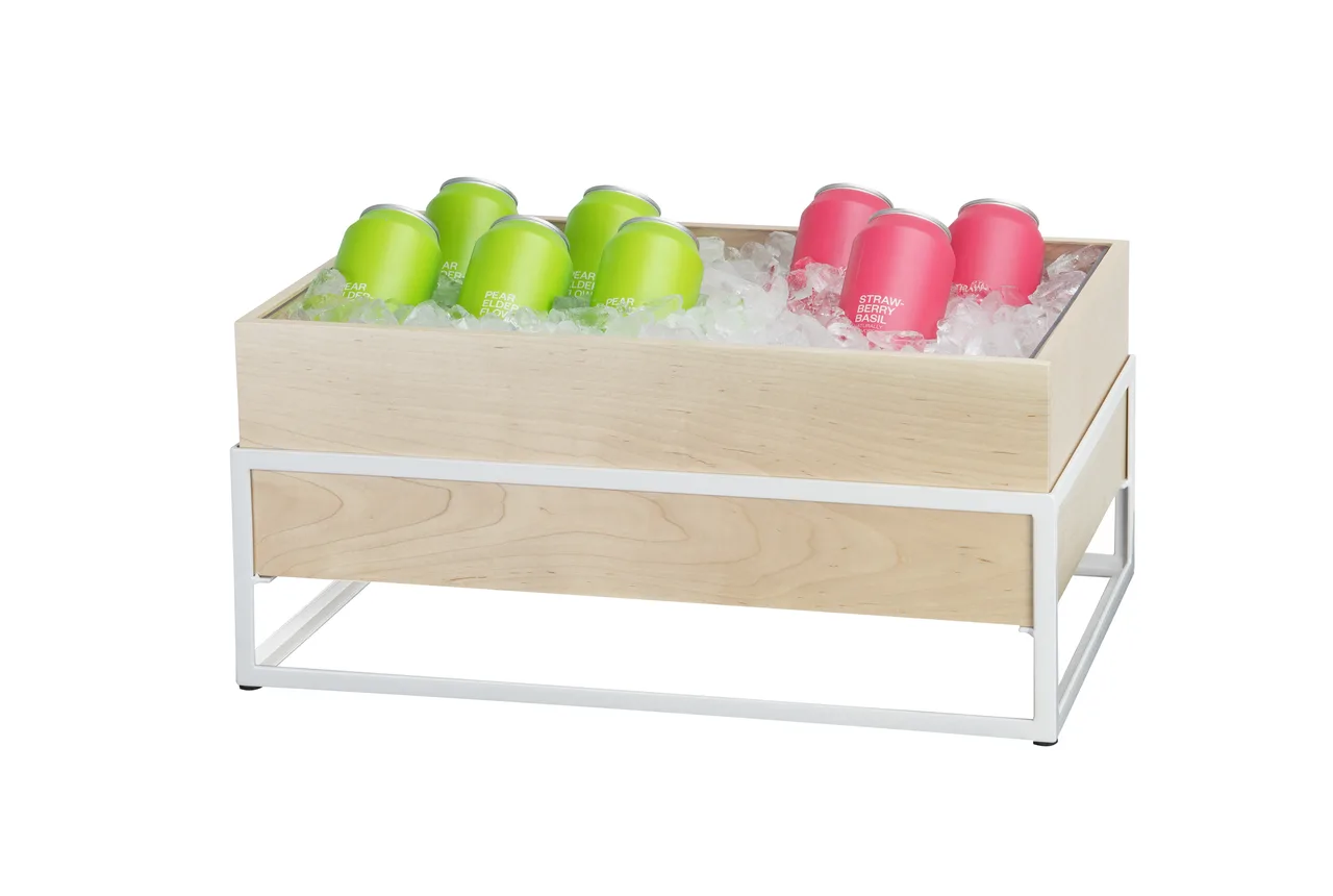 Cal-Mil 22362-6-15 Blonde Ice Display Tray, 6.75" x 6" x 7.75" Rect, Wood Pan with Liner, Frame