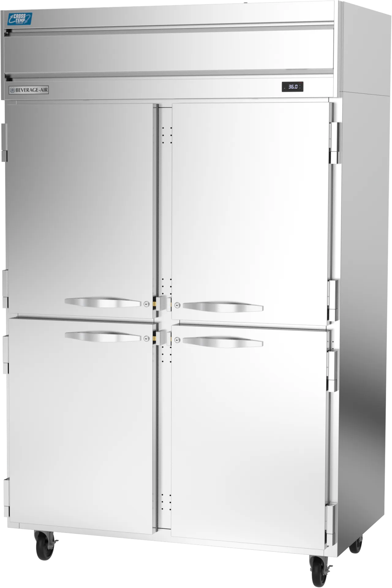 Beverage Air CT2HC-1HS 52" 2-Section Convertible Refrigerator Freezer w/ 4 Half Solid Doors, 45 cu. ft.