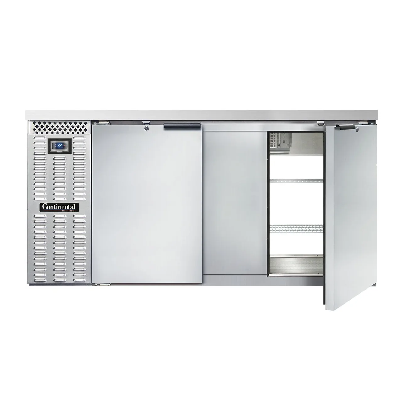 Continental Refrigerator BB69SNSSPT Pass-Thru Back Bar Cooler w/ 18 Cu Ft, 4 Solid Doors, 69"