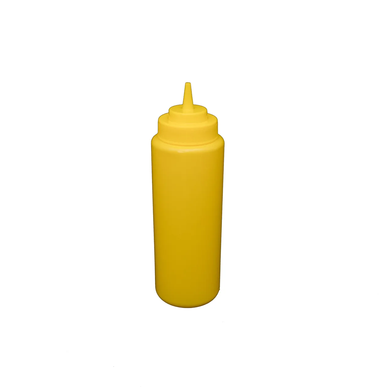 CAC China SQBT-W-32Y - 32 oz Yellow Plastic Squeeze Bottle, Wide‑Mouth Open Tip, 6/Pack