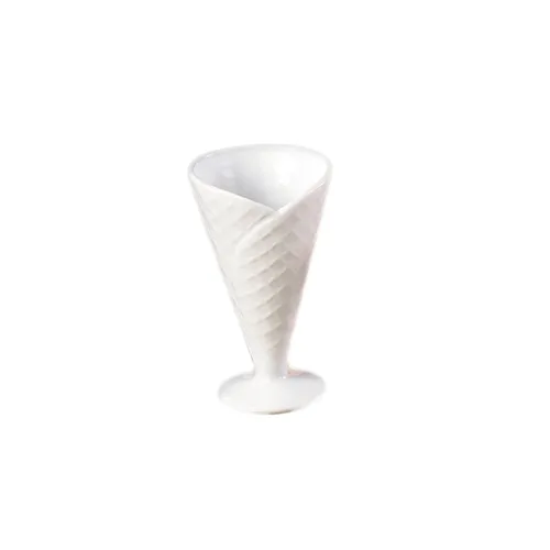 CAC China ICE-8 - 8 oz Porcelain Ice Cream Cup, 4"×3"×6.5" White, Microwave Safe - 1 Dozen