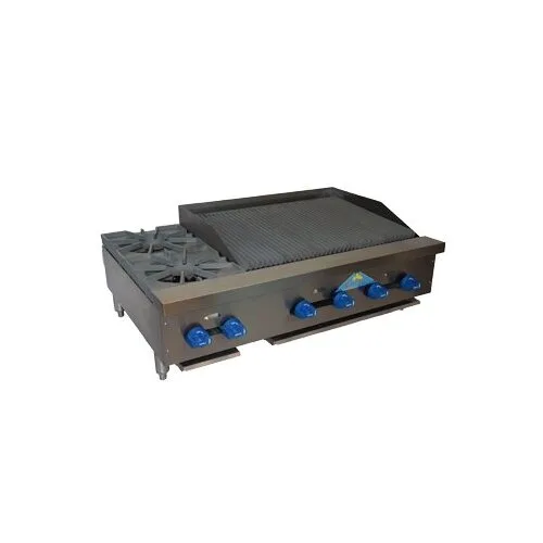 Comstock-Castle FHP42-2.5LB 42" Countertop Gas Lava Rock Charbroiler / Hotplate Combo, 98.000 BTU