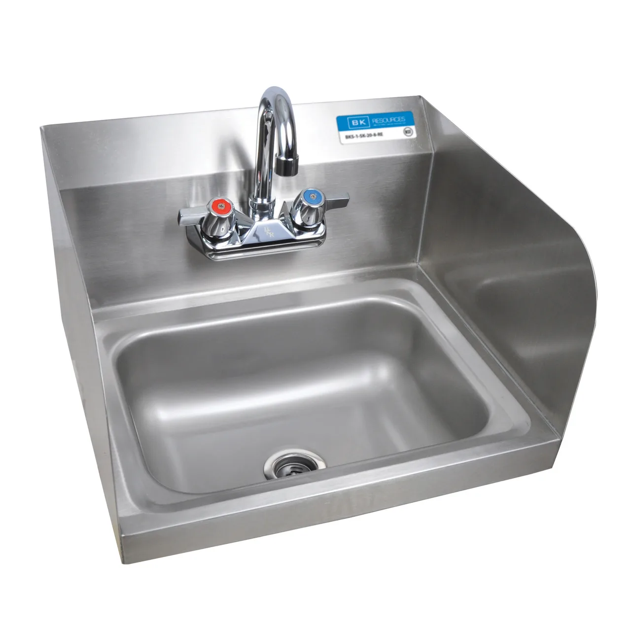 BK Resources CP-2W-1410-SS-PG 14" Wall Mounted Hand Sink with Faucet - 3 Splashes/Premier Case Pack
