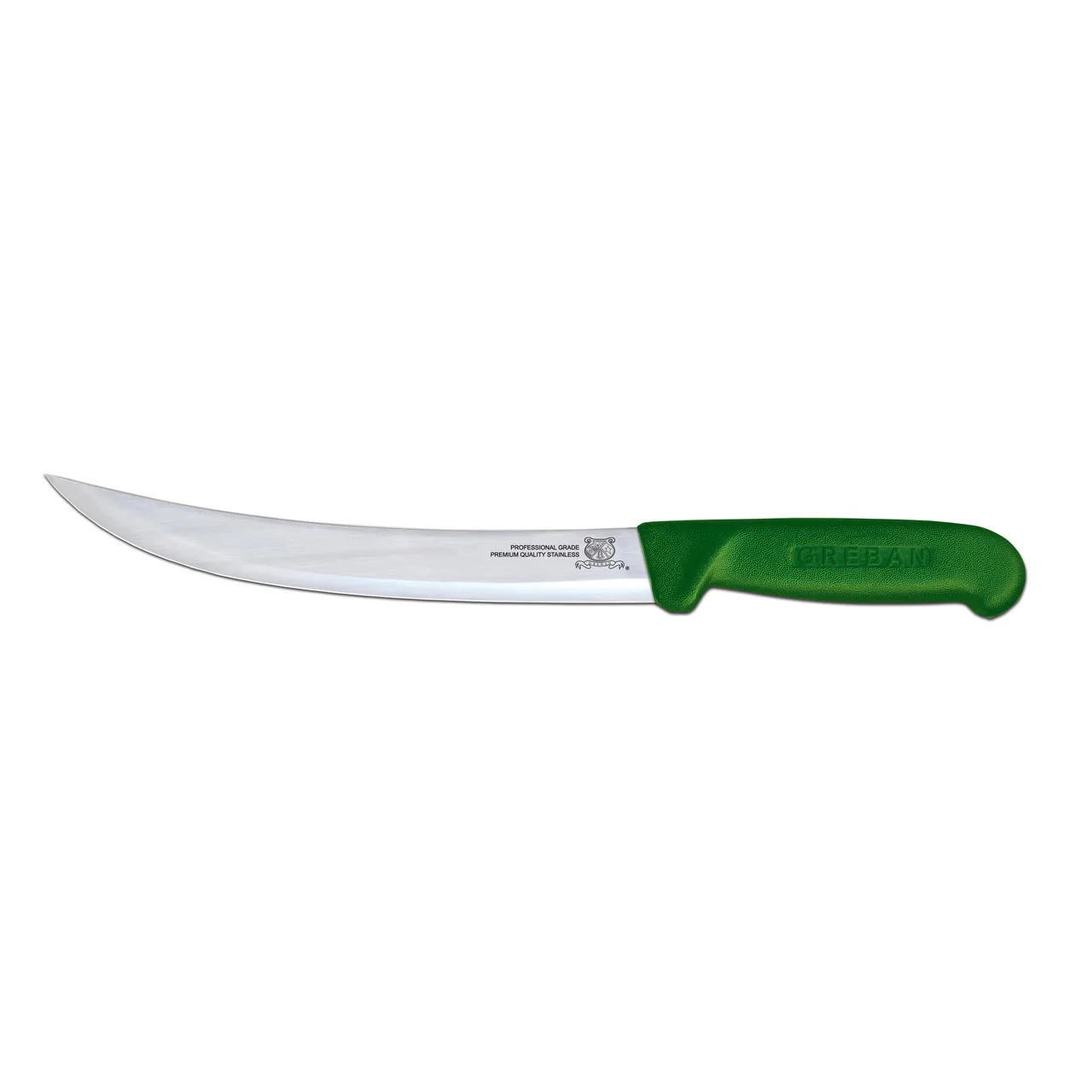 Omcan USA 12347 Breaking Knife – 10" Curved Stainless Steel Blade, Stamped, Green Plastic Handle