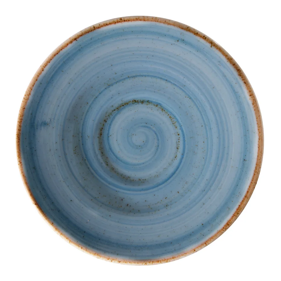 GET PA1604900324 Tea/Bouillon Saucer, 6-1/2" Rolled Edge, Blue Porcelain, Microwave Safe, 1 Dozen