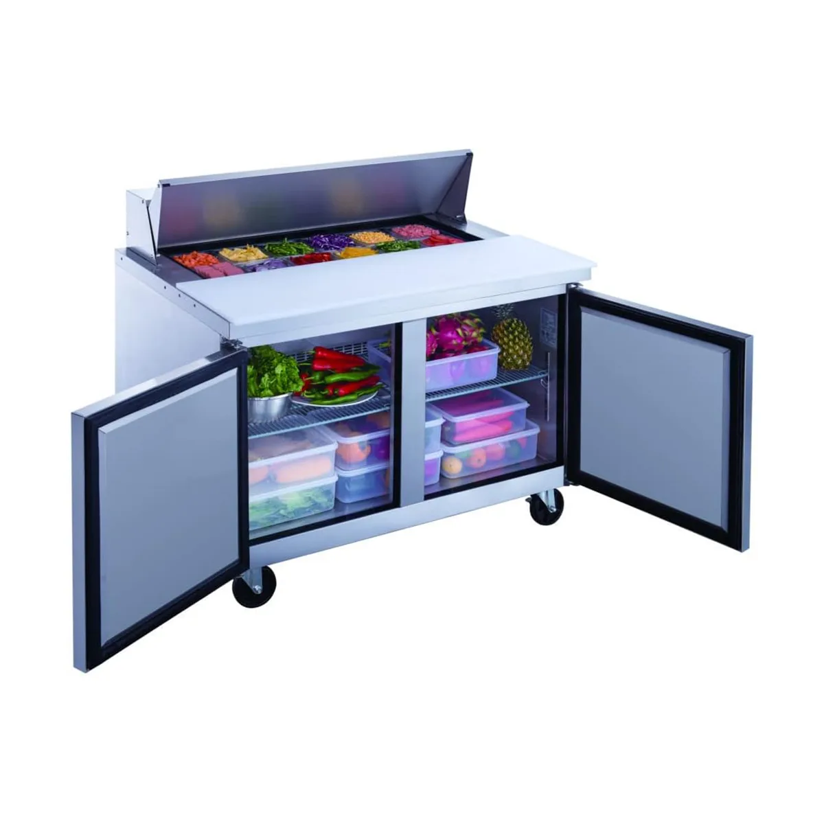 Dukers Appliance Co DSP48-12-S2 48" Sandwich/Salad Prep Table w/ 2 Doors, 12 Pans