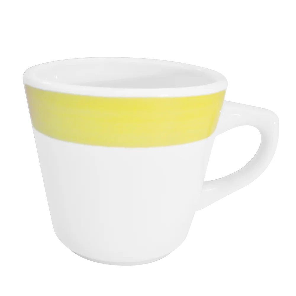 CAC China R-1-Y Rainbow Coffee Cup 7.5 oz (3¼" Dia x 3" H) Yellow Ceramic Safe - 1 Dozen