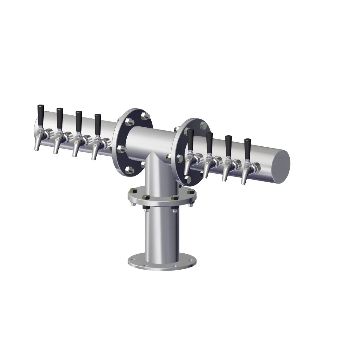 Perlick 4061-10 TEE Shaped Brew-Pipe Draft Beer Dispensing Tower, 10 Faucets