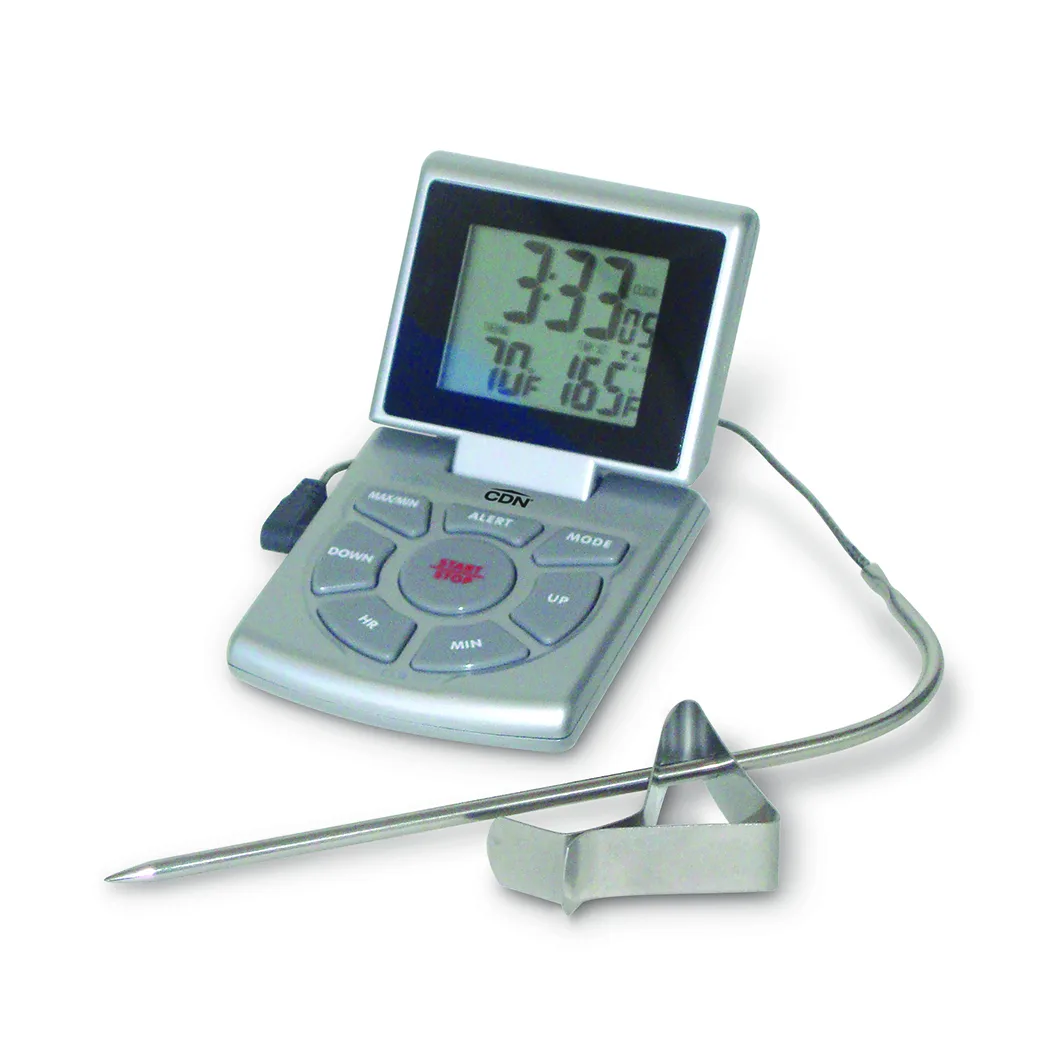 CDN Measurement Tools DTTC-S Combo Probe Thermometer, Timer/Clock, 14‑392°F, 5‑1/2" Probe, AAA Battery