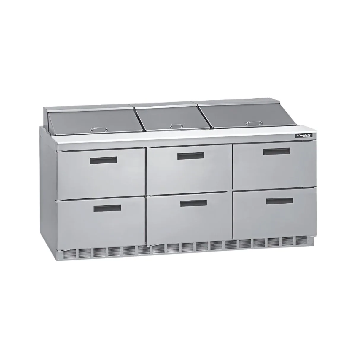 Delfield D4472NP-30M 72" 3-Section Mega Top Sandwich and Salad Prep Table, 30 Pans, 6 Drawers