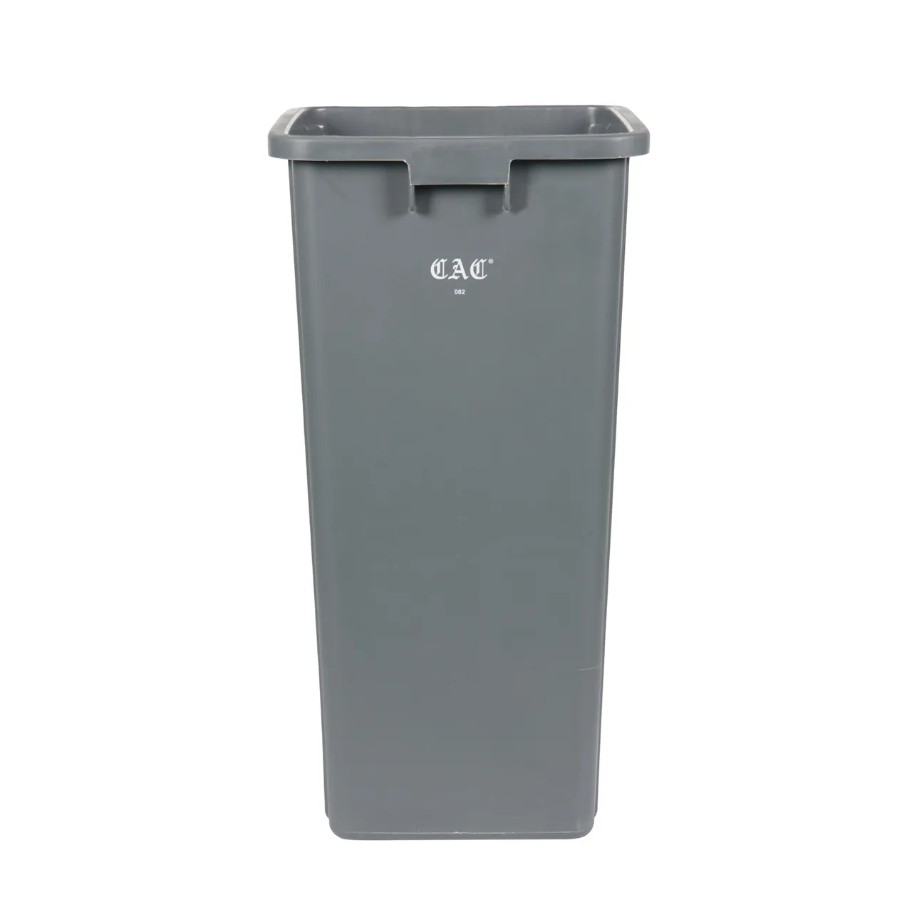 CAC China TCSQ-23GRY 23‑Gallon Square Trash Can 30" H x 15" W Gray Plastic No Lid