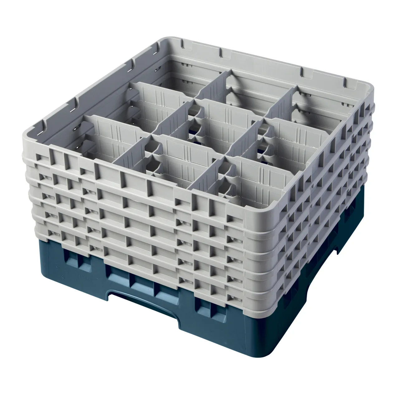 Cambro 9S958414 Camrack Glass Rack, Teal, Full Size, 19-3/4 x 19-3/4 x 12-1/8, 9 Compartments, 5-7/8 Max Dia, HACCP Compliant