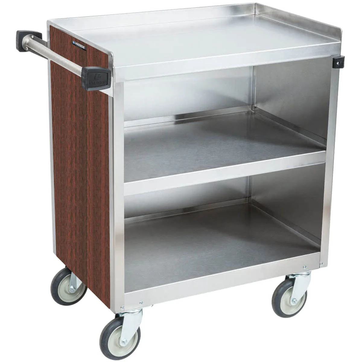 Lakeside 822 31" Metal Bus Utility Transport Cart w/ (3) Shelf, Stainless Steel