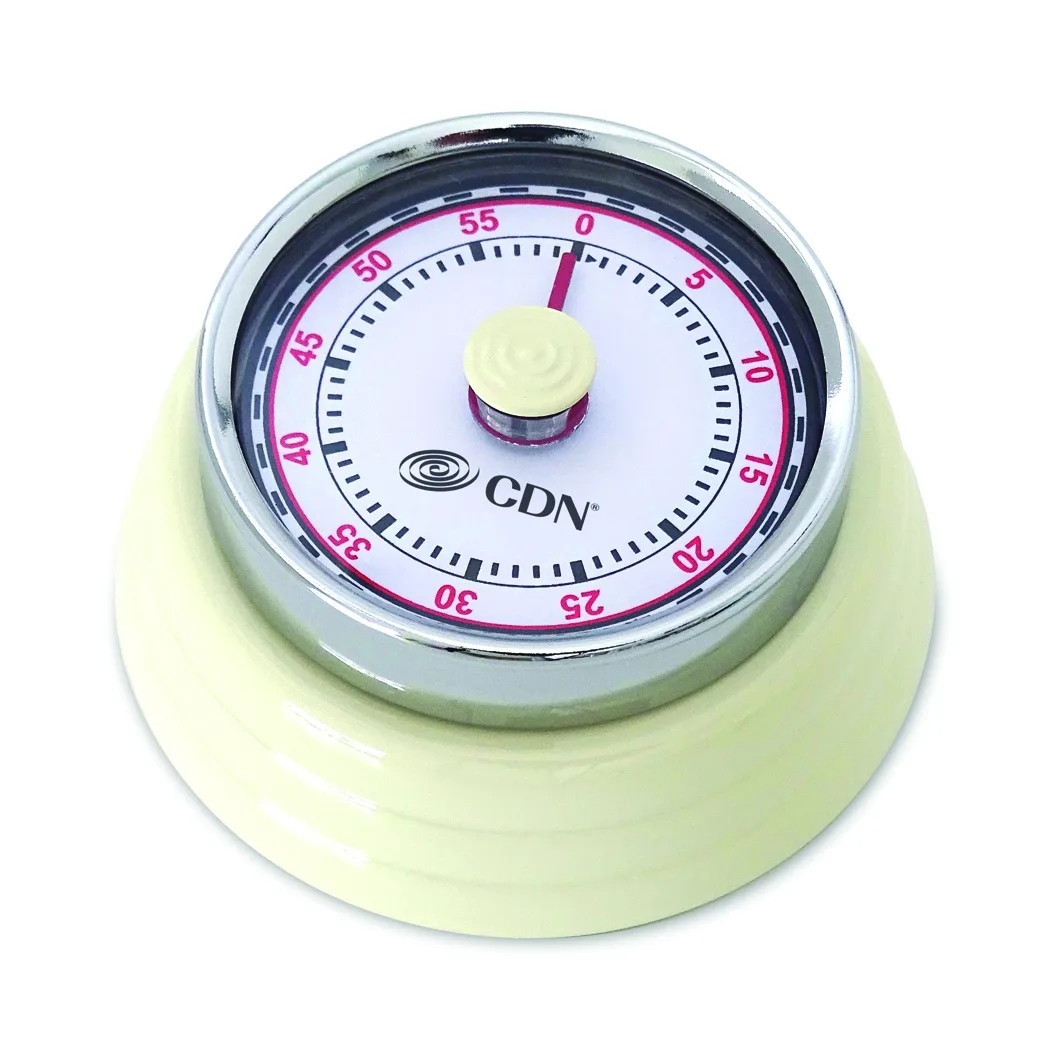 CDN Measurement Tools MT4-W Compact Mechanical Timer, 1‑Hour Countdown, 2" Face, ABS Plastic, White
