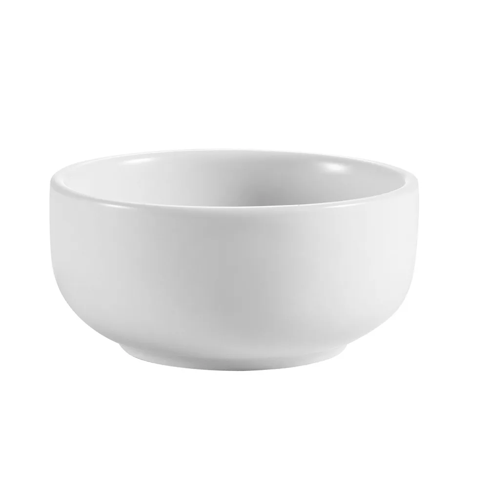 CAC China KRW-5 12 Oz. White Porcelain Rice Bowl, 5" Dia. x 2-1/8" H, Round - Dozen