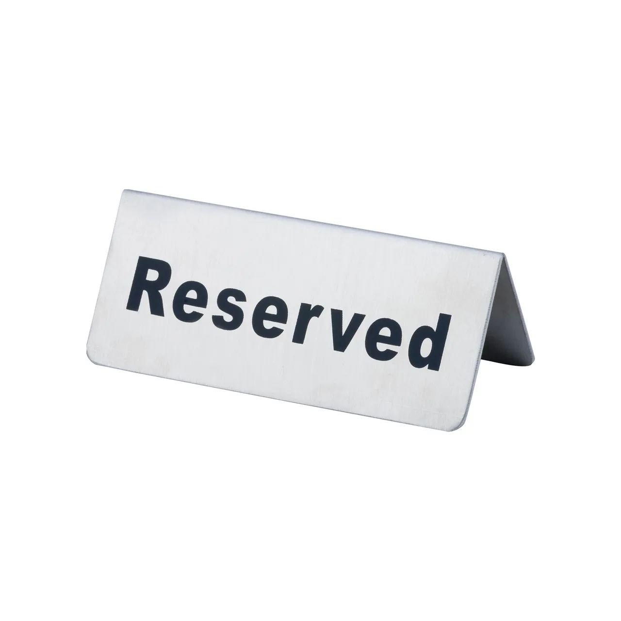 CAC China STRV-52 Table Tent Sign, 4-3/4" x 2"H Reserved Message, Stainless Steel Menu Holder