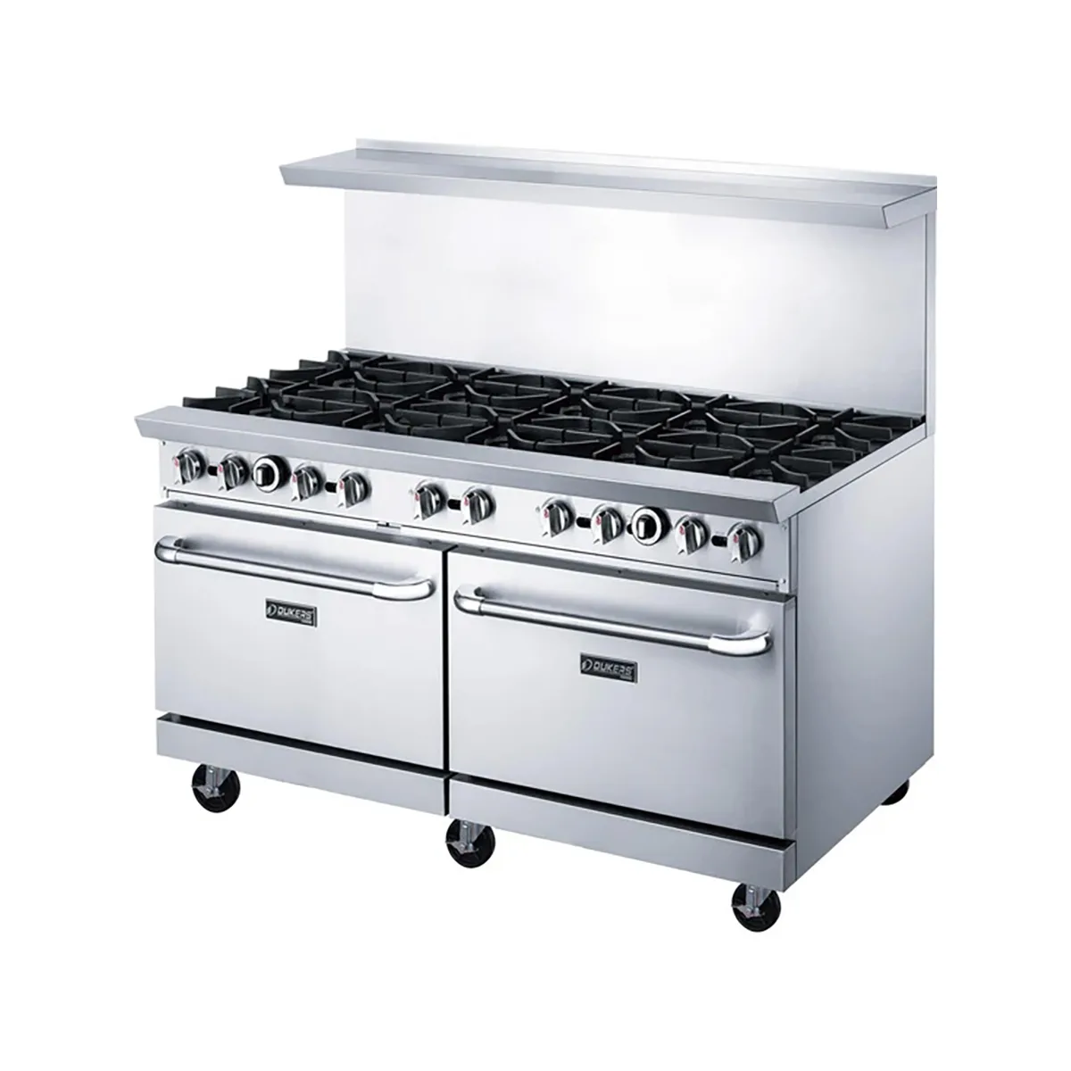Dukers Appliance Co DCR60-10B 60" Gas Restaurant Range, 10 Burners, 2 Standard Ovens, 400.000 BTU