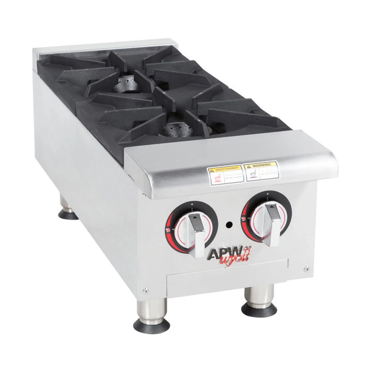 APW Wyott GHP-2S 12" Countertop Gas Hotplate with (2) Burners, Manual Controls, 44.000 BTU