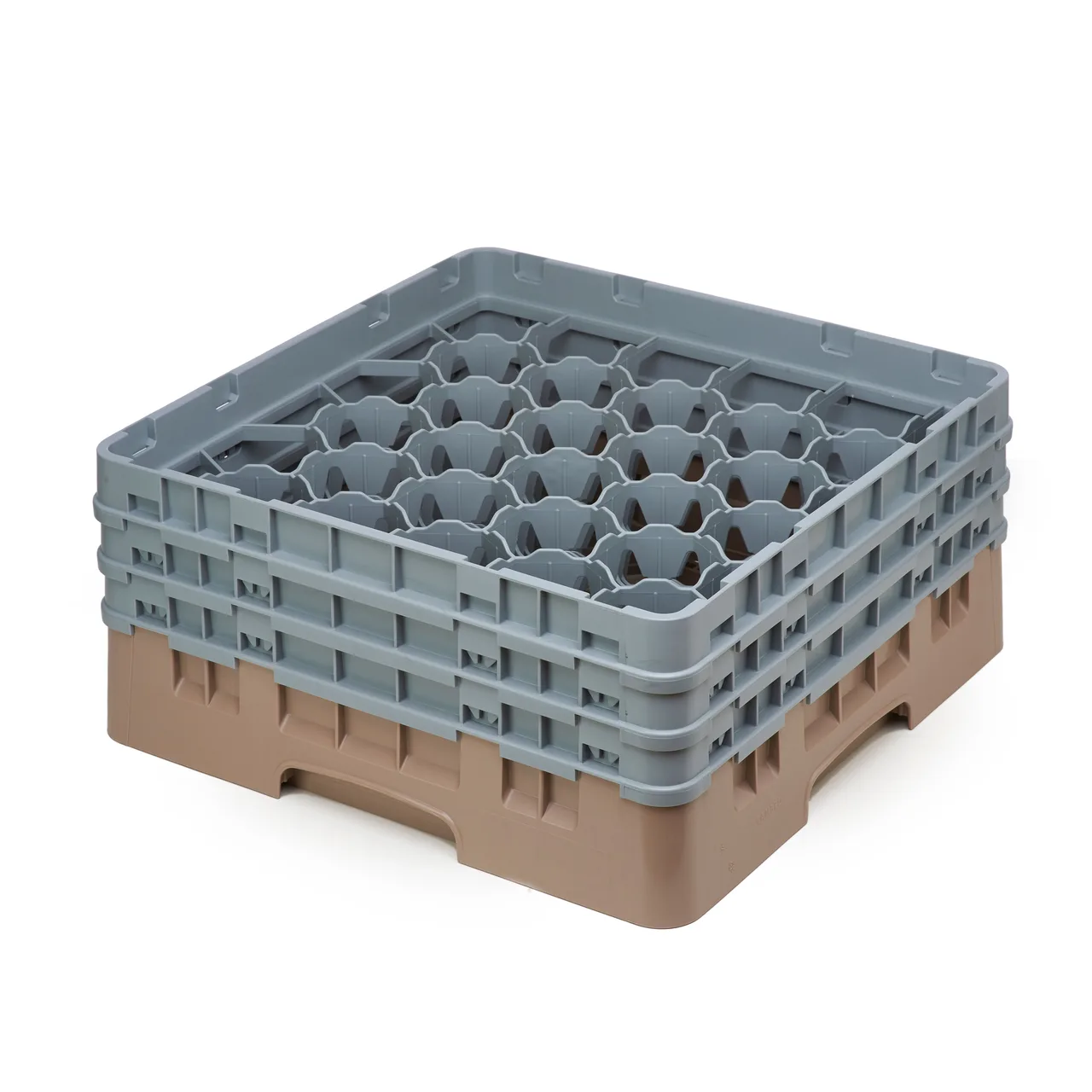 Cambro 30S638184 Camrack Glass Rack, Full Size, Beige, 19-3/4 x 19-3/4, 30 Compartments, 3-1/8 Max Dia, HACCP