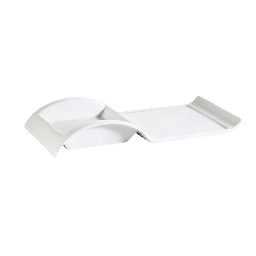 CAC China PLT-12 Platter, 12" L x 6" W x 1-3/4" H, Rectangular Porcelain, Bone White - Dozen