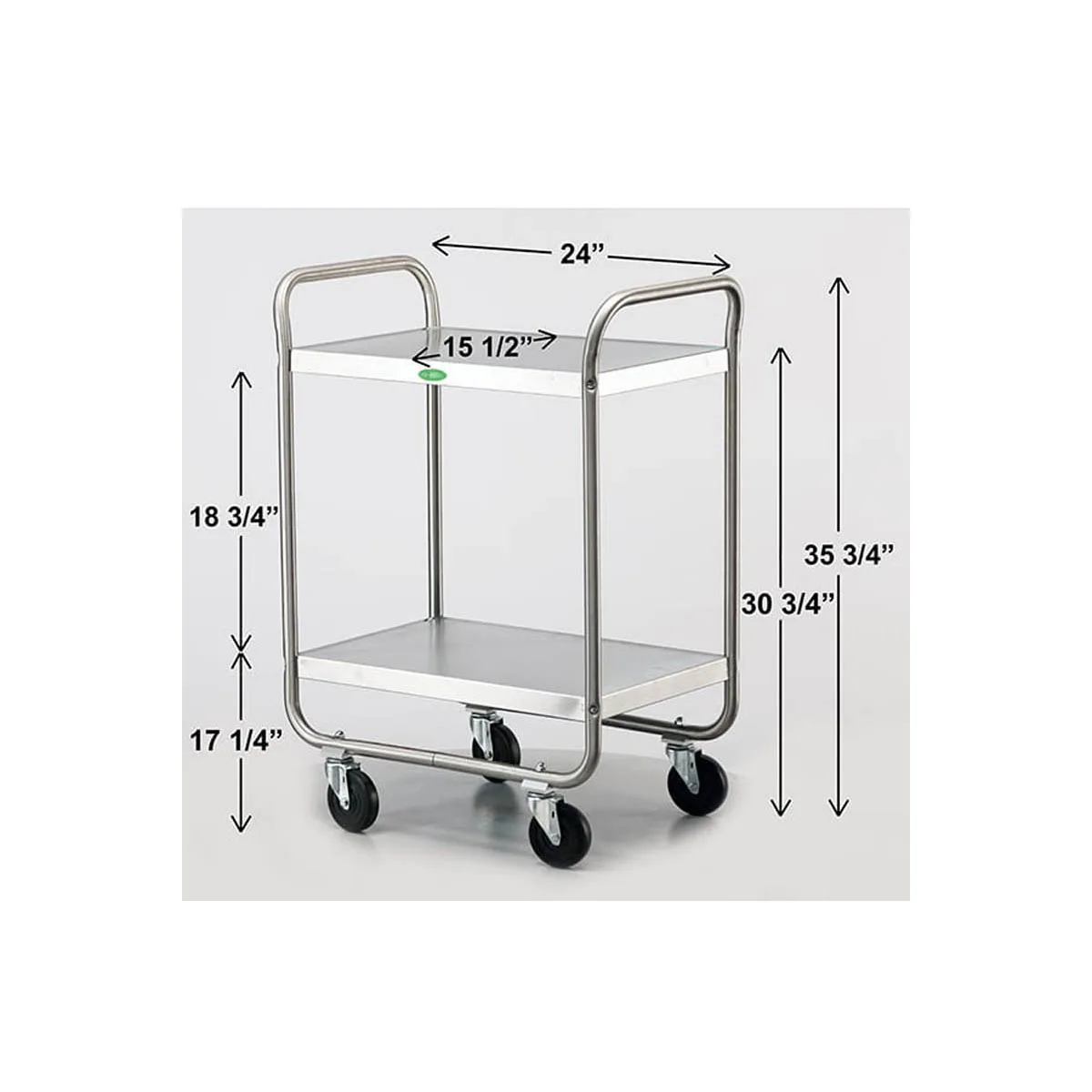 Lakeside 210 Stainless Steel 2-Shelf Tubular Utility Cart - 27" x 17-1/2" x 35-3/4"